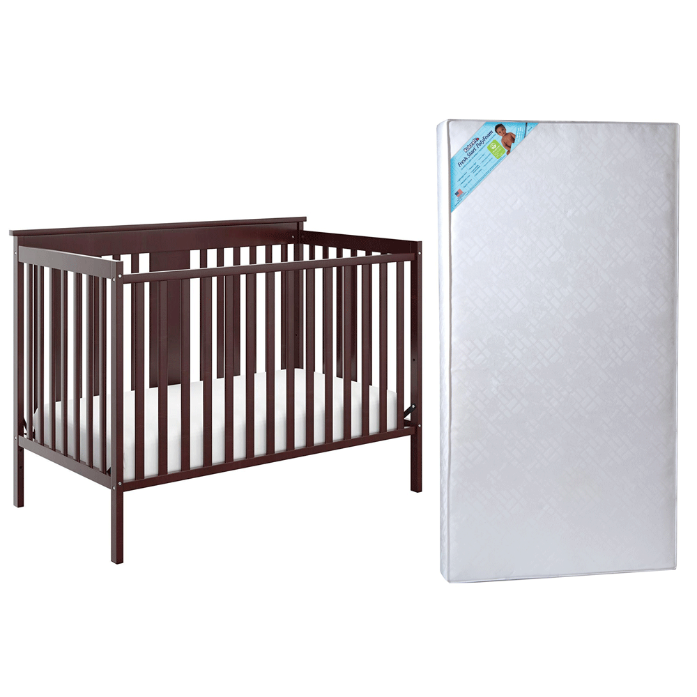 Storkcraft Mission Ridge 4 in 1 Crib, Espresso & Kolcraft Fresh Start Mattress