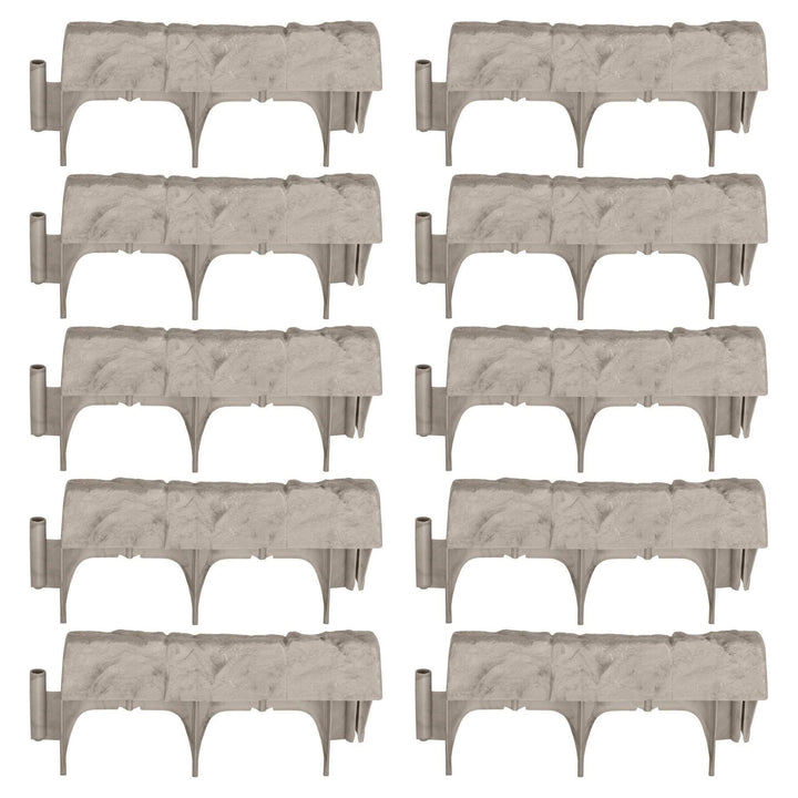 Suncast 10 Piece 12" Landscape Design Border Decorative Natural Stone Edging - VMInnovations