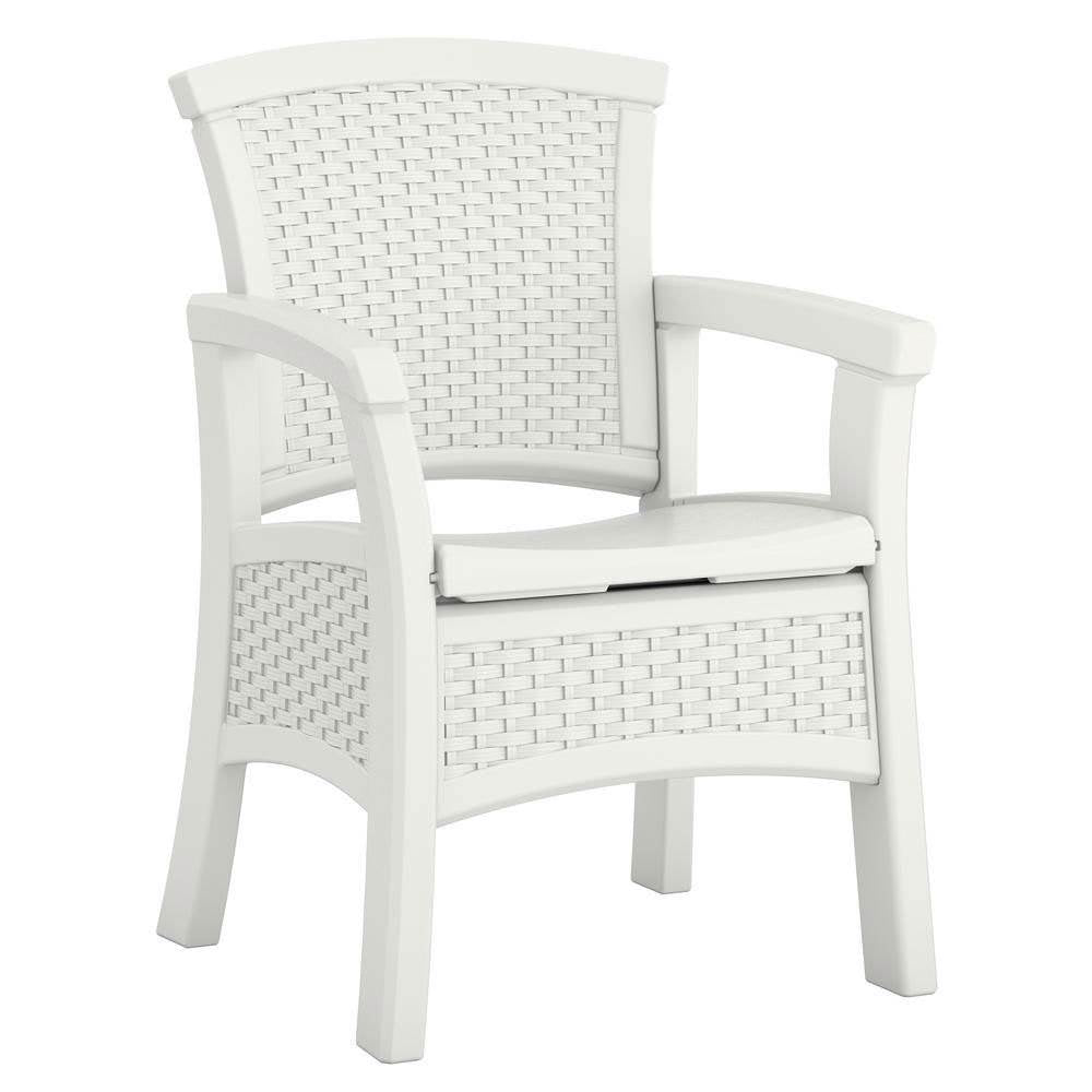 Suncast Elements Durable Resin Outdoor Patio Dining Chair, White (Open Box)