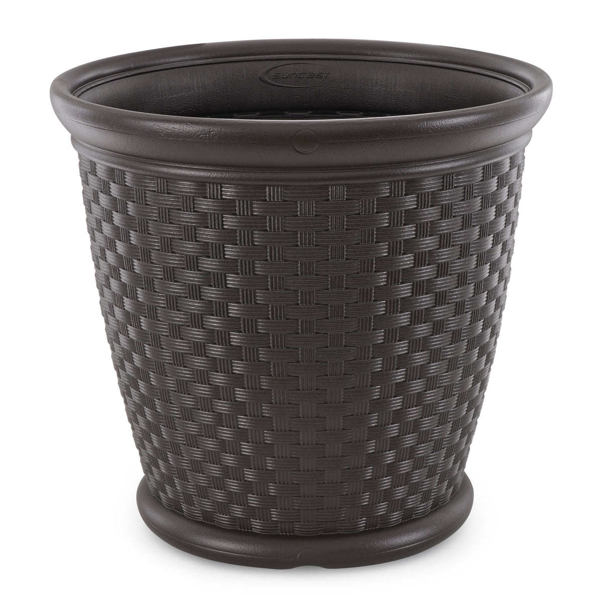 Suncast Sonora 22 Inch Resin Wicker Garden Flower Planter, Java (Used)
