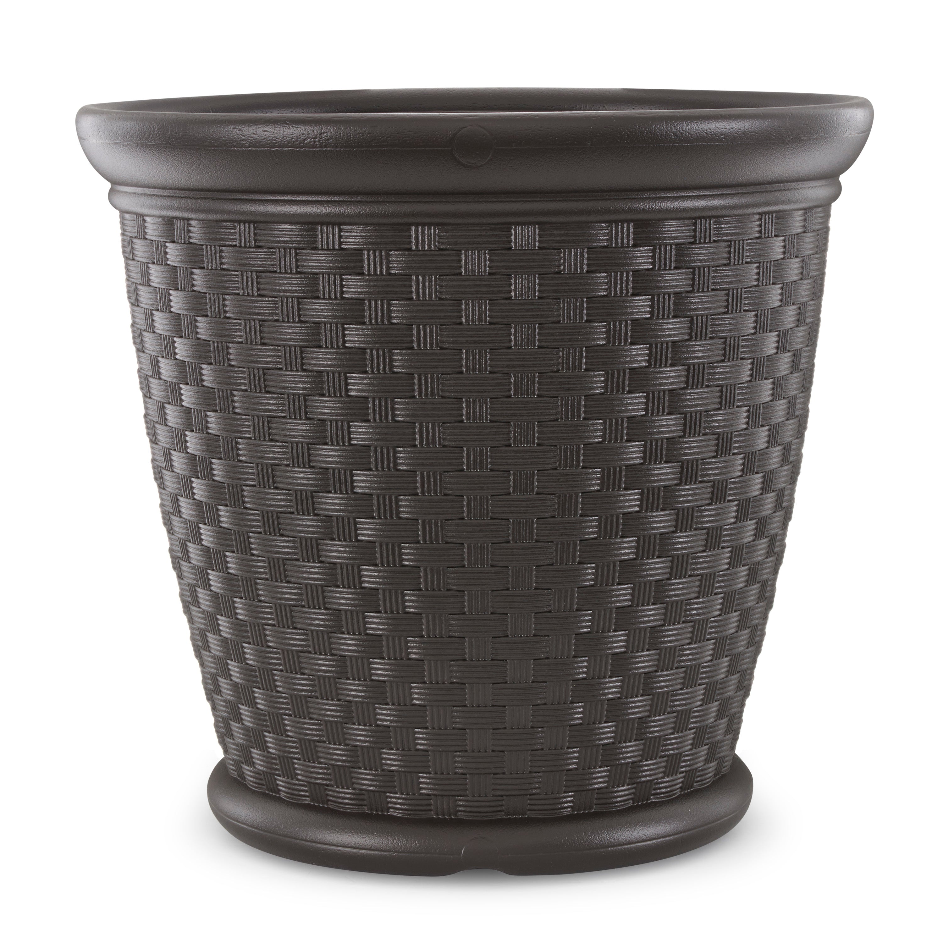 Suncast Sonora 22 Inch Resin Wicker Garden Flower Planter, Java (Used)