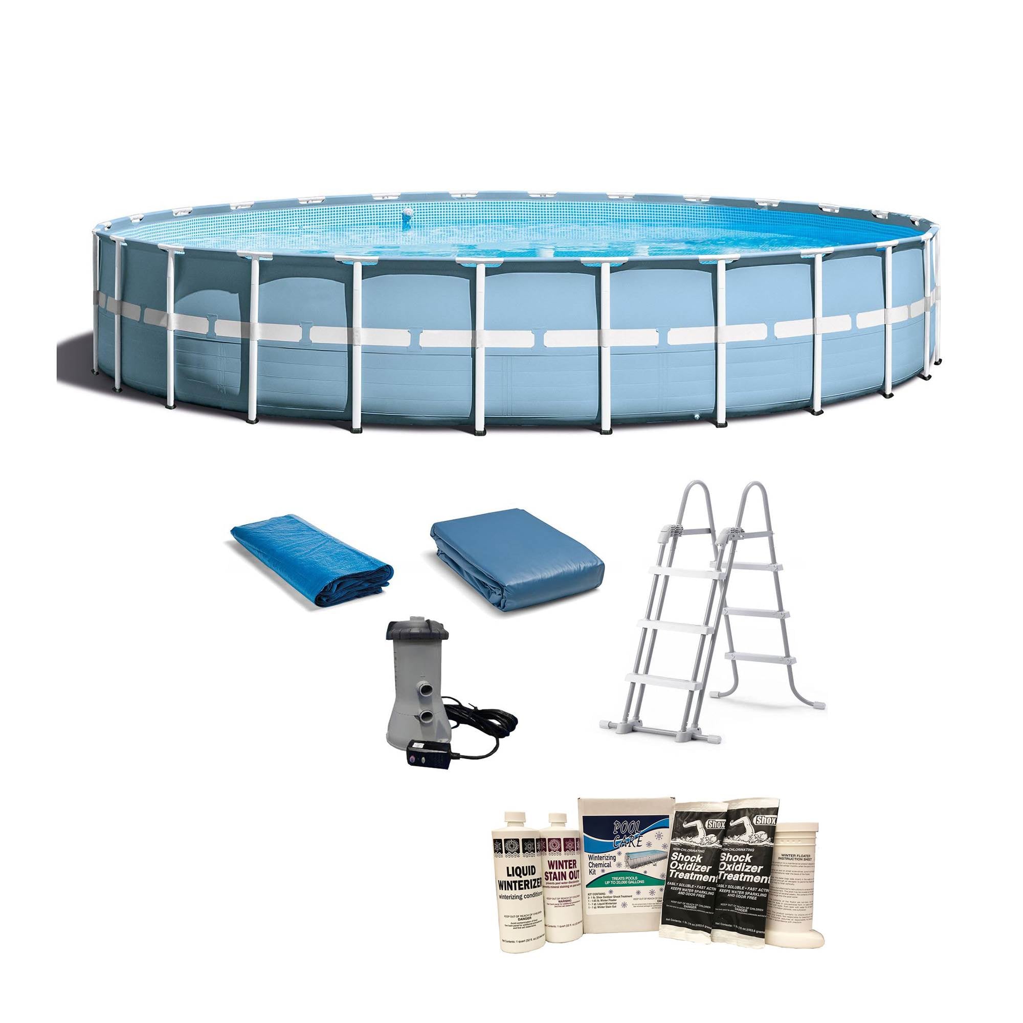 Intex 24'x 52" Prism Frame Above Ground Pool w/ Ladder, Pump, & Winterizing Kit