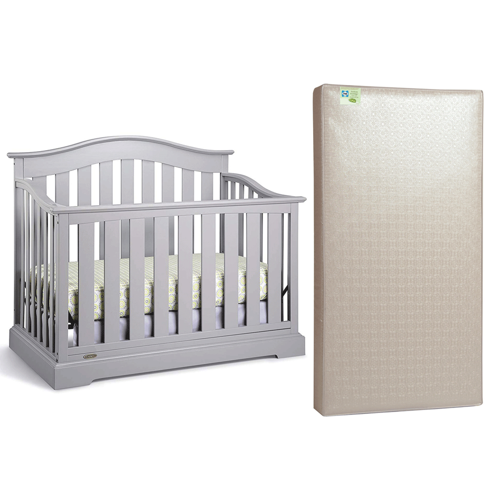 Graco Westbrook 4 in 1 Convertible Crib, Pebble Gray & Sealy Soybean Mattress - VMInnovations
