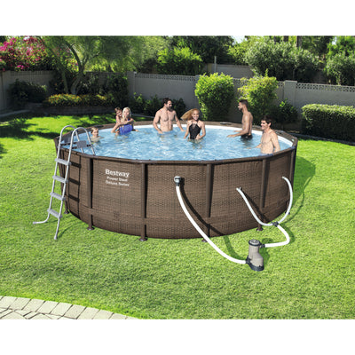 Bestway Power Steel 14' x 42" Above Ground Outdoor Swimming Pool Set with Pump