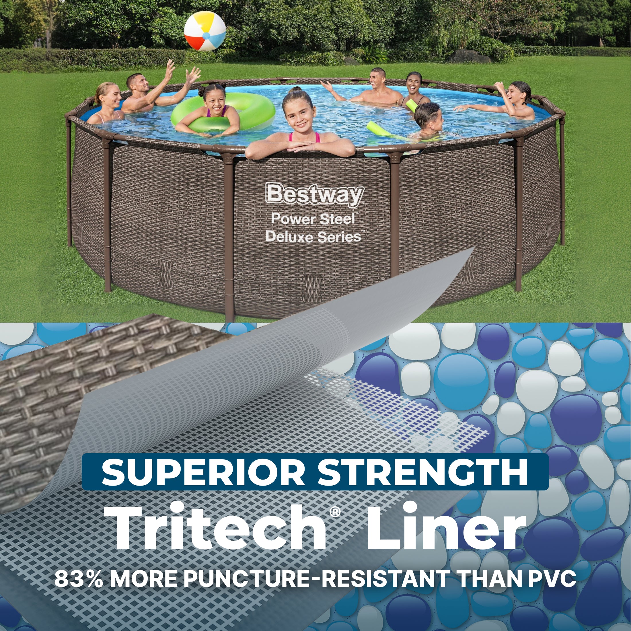 Bestway Power Steel 14' x 42" Above Ground Outdoor Swimming Pool Set with Pump