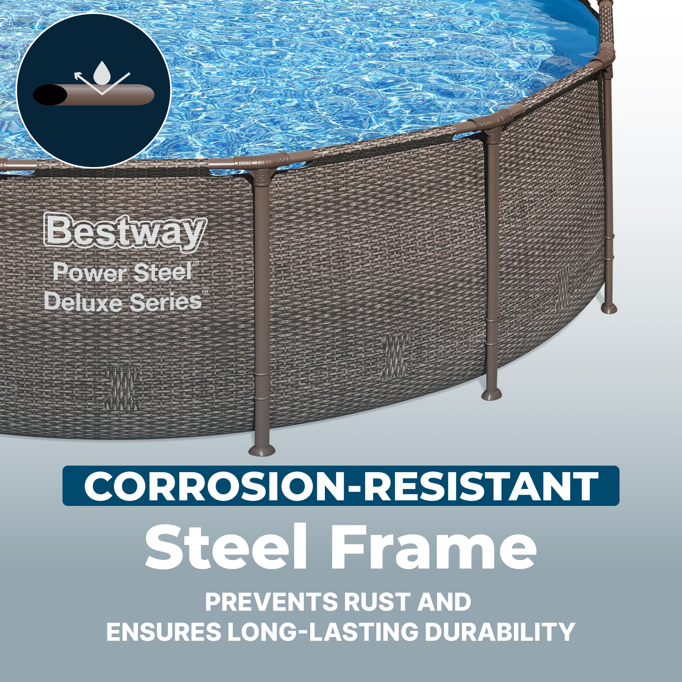 Bestway Power Steel 14' x 42" Above Ground Outdoor Swimming Pool Set with Pump