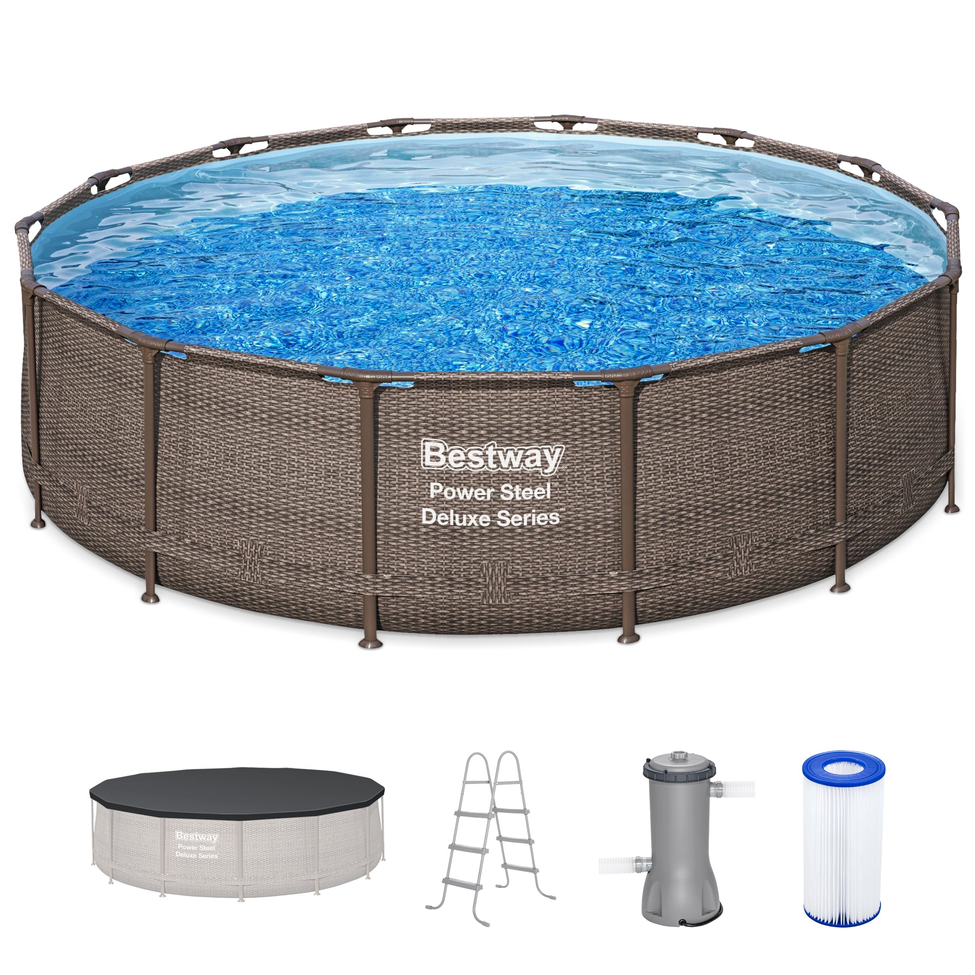 Bestway 14ft x 42in Power Steel Deluxe Above Ground Pool Set and Pump (Used)