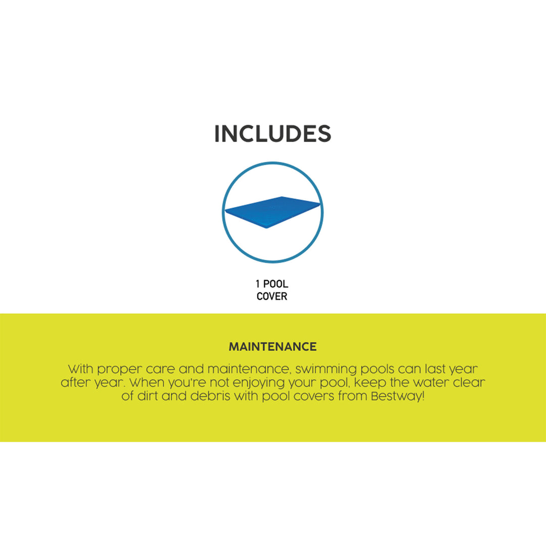 Bestway Rectangular 118" x 79" Above Ground Outdoor Swimming Pool Cover, Blue - VMInnovations