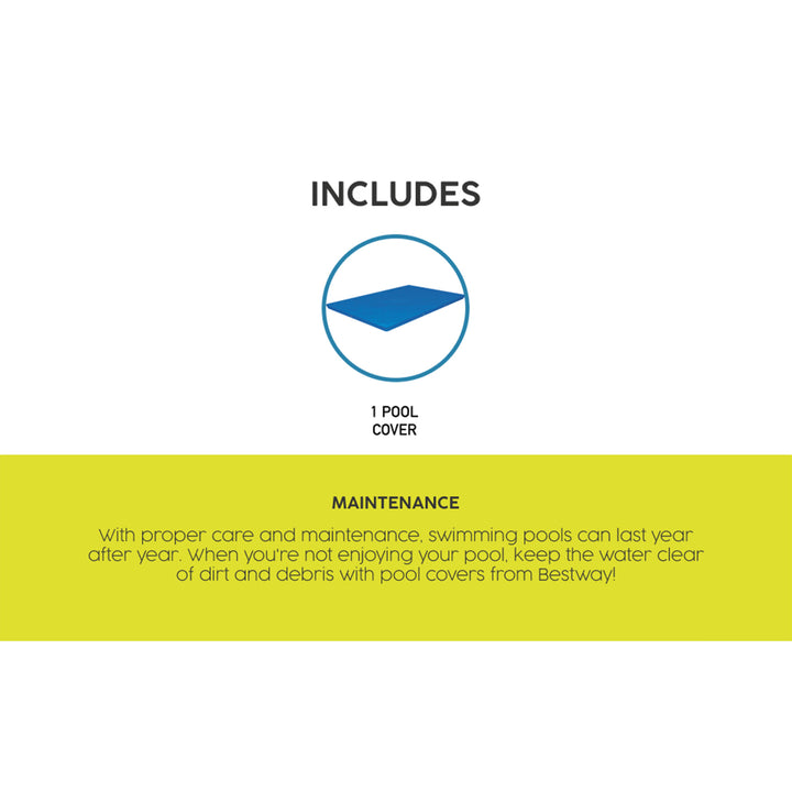 Bestway Rectangular 118" x 79" Above Ground Outdoor Swimming Pool Cover, Blue - VMInnovations