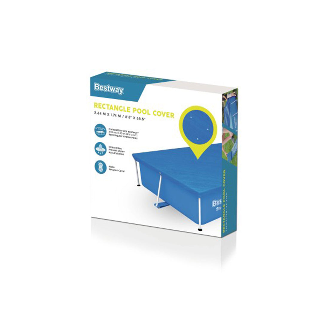 Bestway Rectangular 118" x 79" Above Ground Outdoor Swimming Pool Cover, Blue - VMInnovations