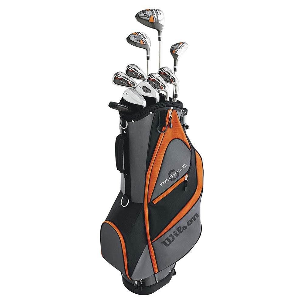 Wilson Profile Teen Right Handed Golf Club Set, Orange & Wheeled Travel Case