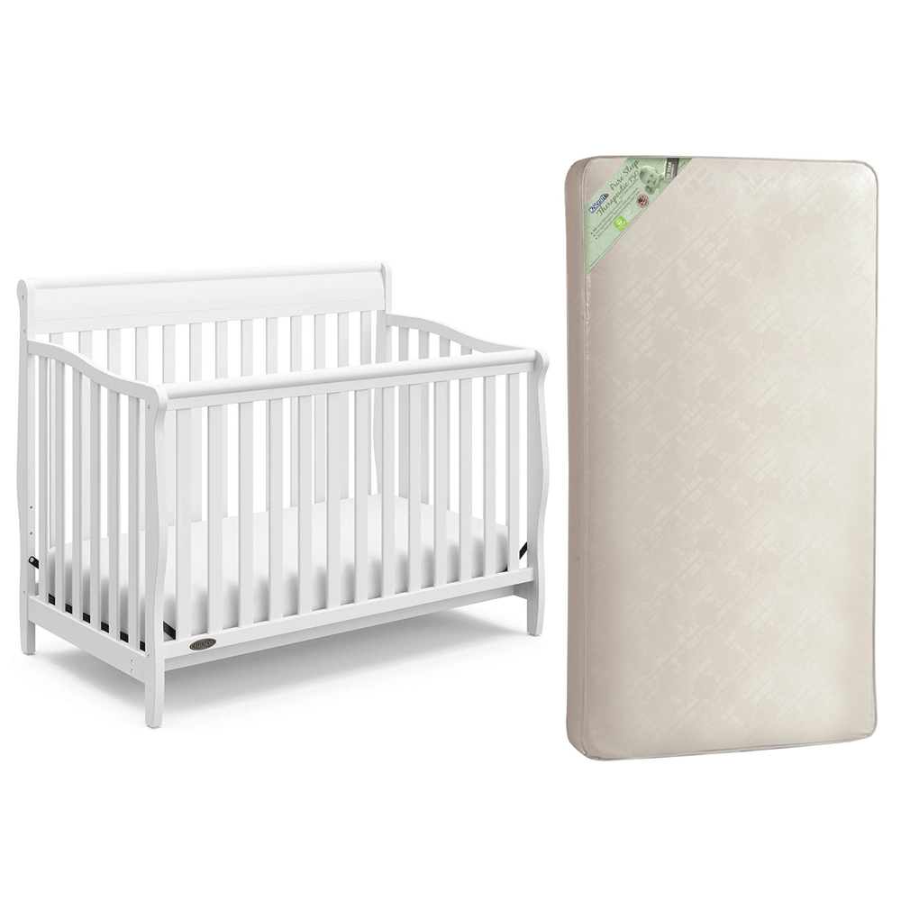 Graco Stanton 4 in 1 Convertible Crib, White & Kolcraft Pure Sleep Crib Mattress - VMInnovations