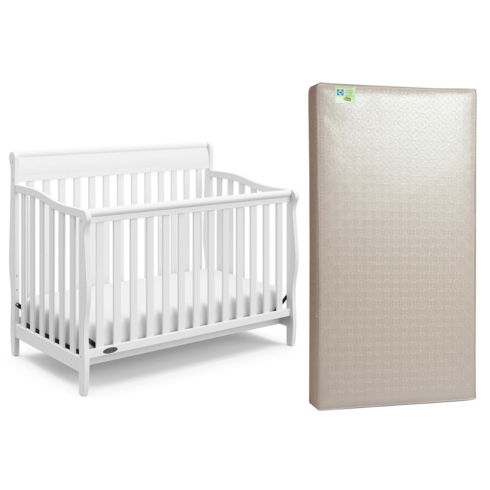Graco Stanton 4 in 1 Convertible Crib, White & Sealy Soybean Foam Crib Mattress