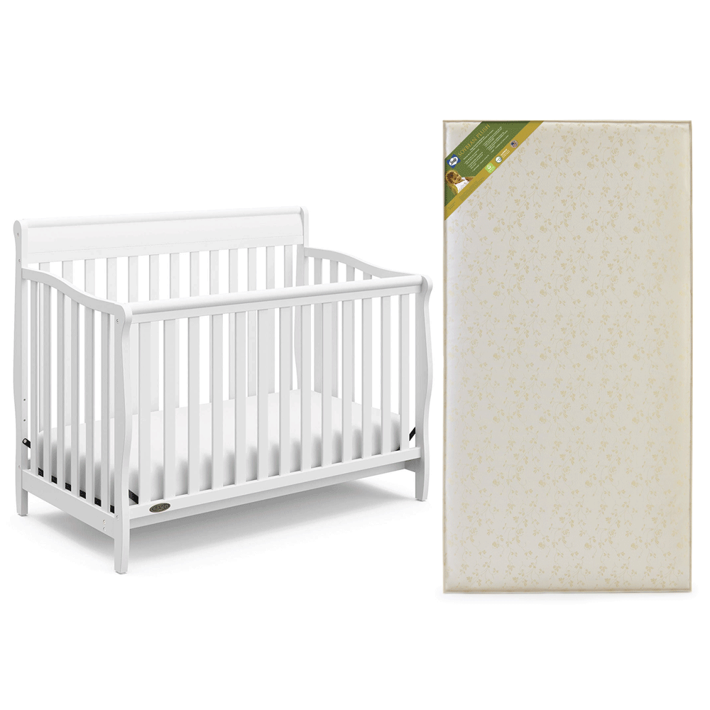 Graco Stanton 4 in 1 Convertible Crib, White & Sealy Soybean Foam Crib Mattress