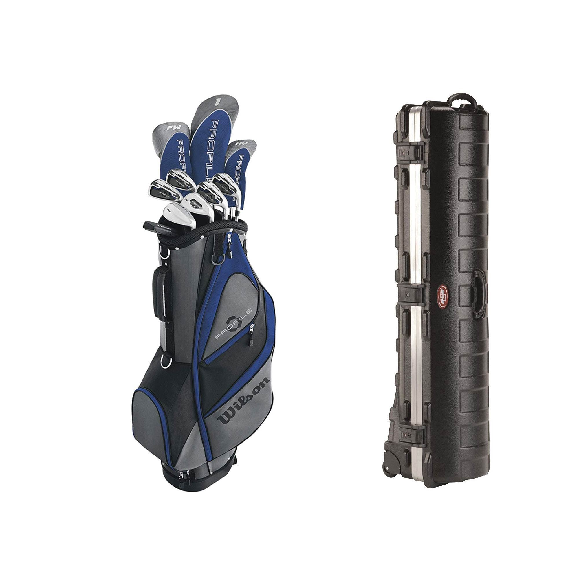 Wilson Profile Men's Senior Right Hand Golf Club Set, Blue & Wheeled Travel Case