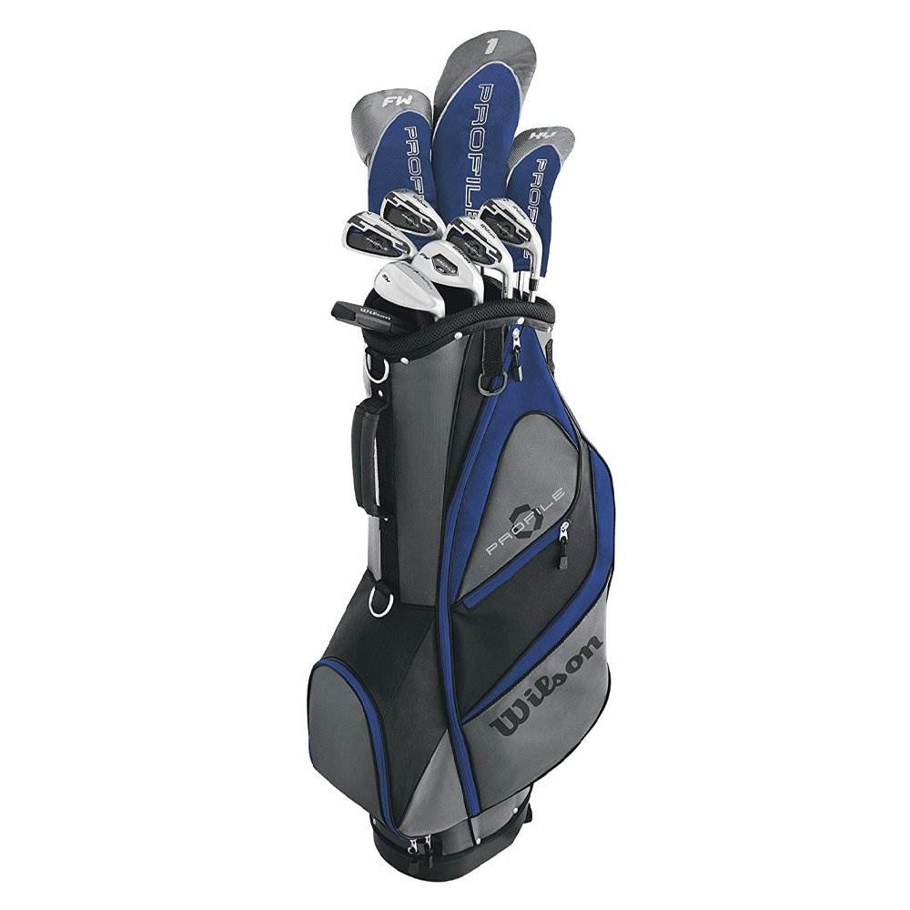 Wilson Profile Men's Senior Right Hand Golf Club Set, Blue & Wheeled Travel Case