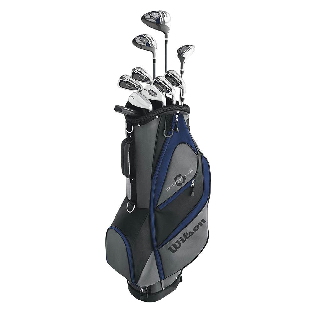 Wilson Profile Men's Senior Right Hand Golf Club Set, Blue & Wheeled Travel Case