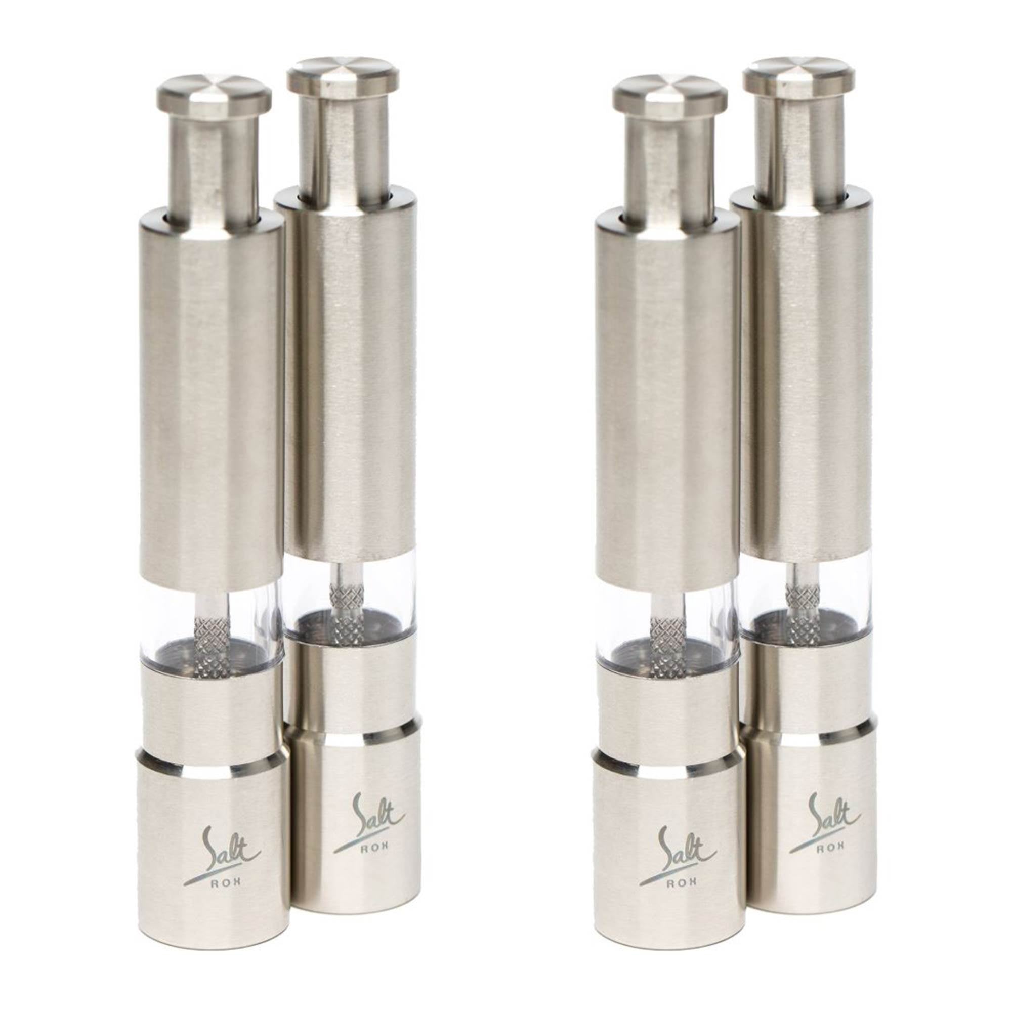 Salt Rox Thumb Press Stainless Steel Salt & Pepper Spice Dispenser Set (2 Pack)