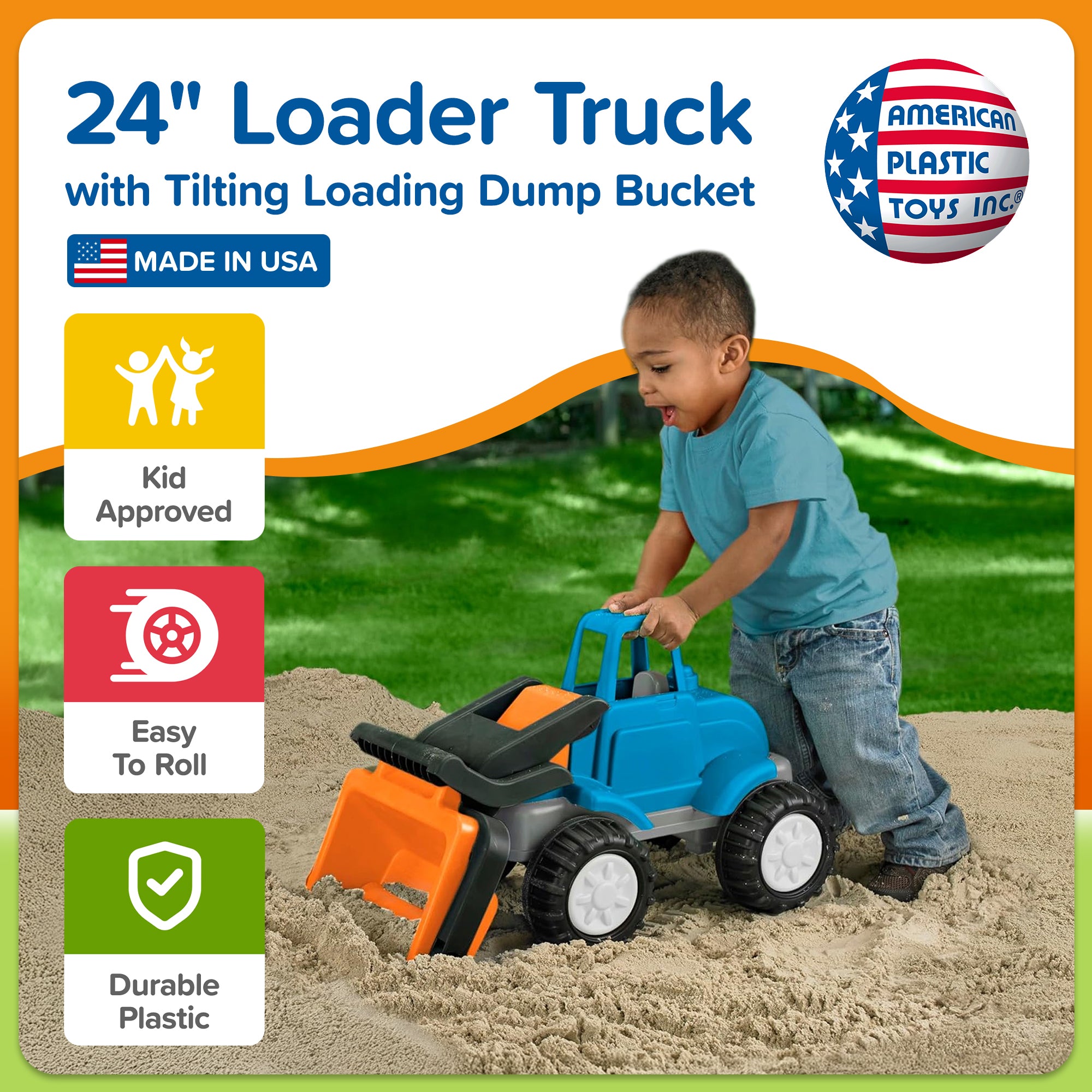 American Plastic Toys Gigantic Loader Truck w/Tilting Dump Bucket (Open Box) - VMInnovations