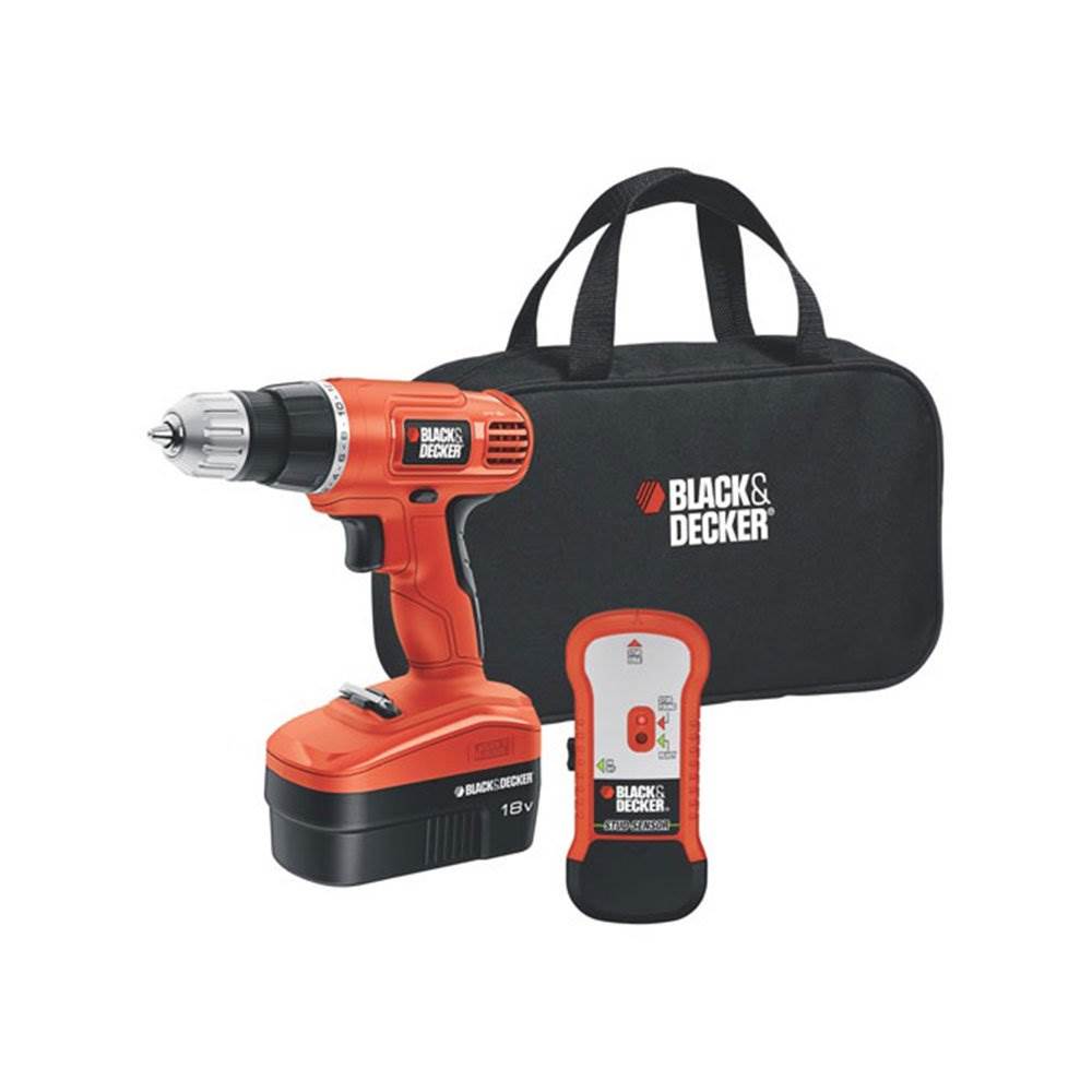 Black & Decker GCO18SFB 18V Lithium Ion Drill Driver Kit w/ Charger, Stud FinderBlack & Decker 15557-S 10 Piece 1/4 Inch to 1/16 Inch Steel Drill Driver Bit Set