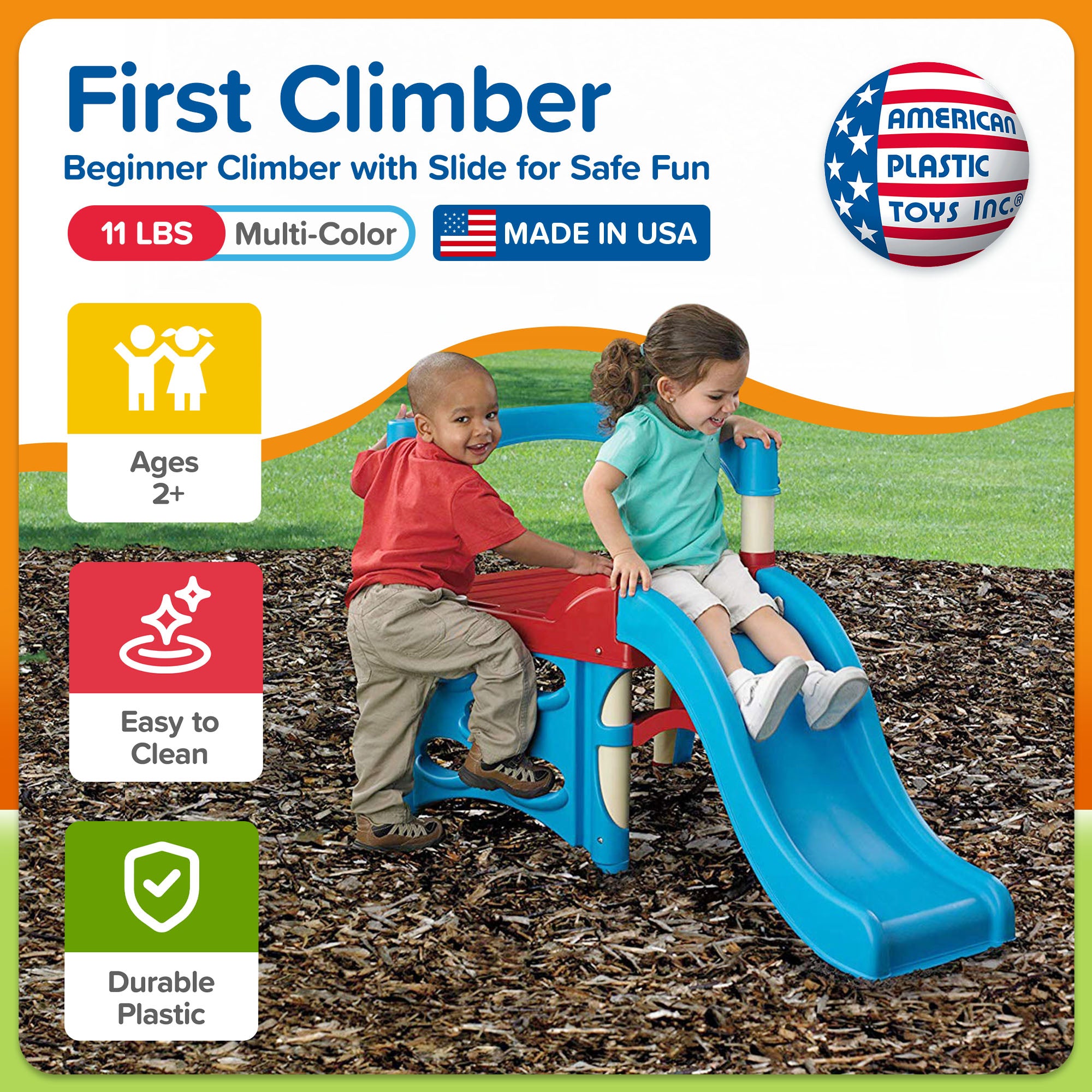 American Plastic Toys Toddler Kids Outdoor Indoor First Climber Slide Playset - VMInnovations