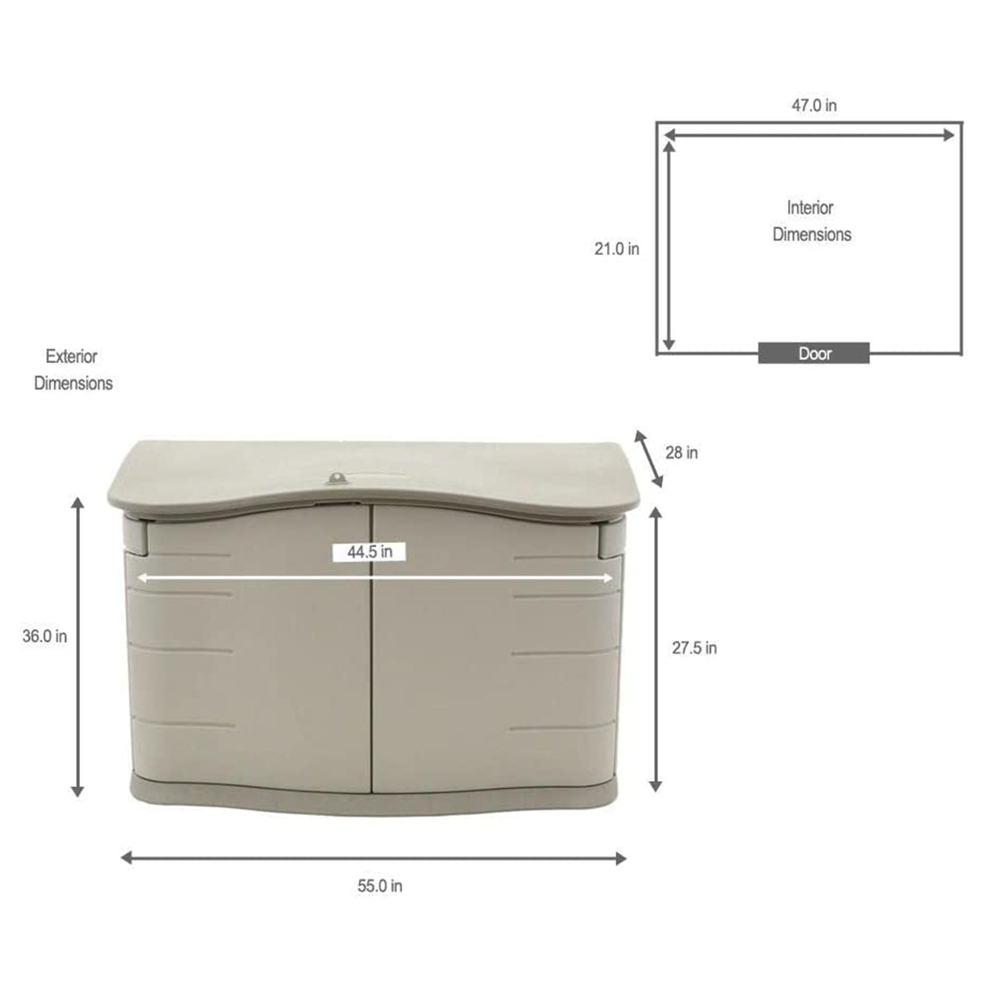 Rubbermaid Plastic Double Walled Horizontal Storage Shed, Sand/Brown (Used) - VMInnovations
