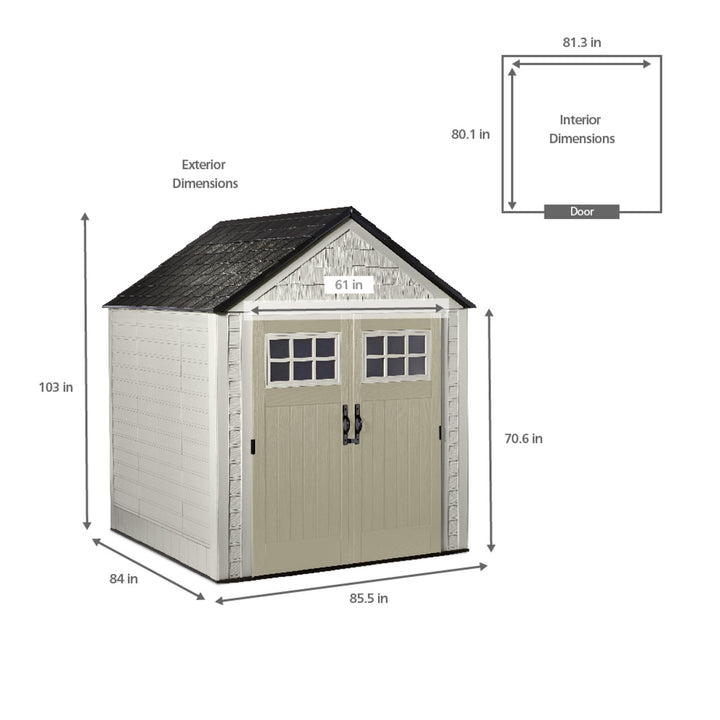 Rubbermaid 7x7 Ft Durable Weatherproof Resin Outdoor Storage Shed, Sand (2 Pack) - VMInnovations