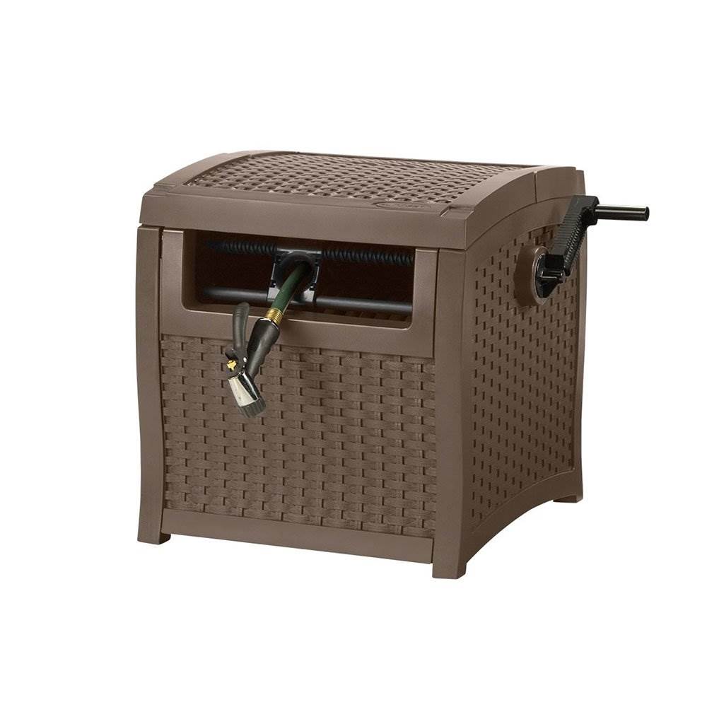 Suncast 225 Foot Smart Track Outdoor Patio Garden Hose Reel Hideaway Storage