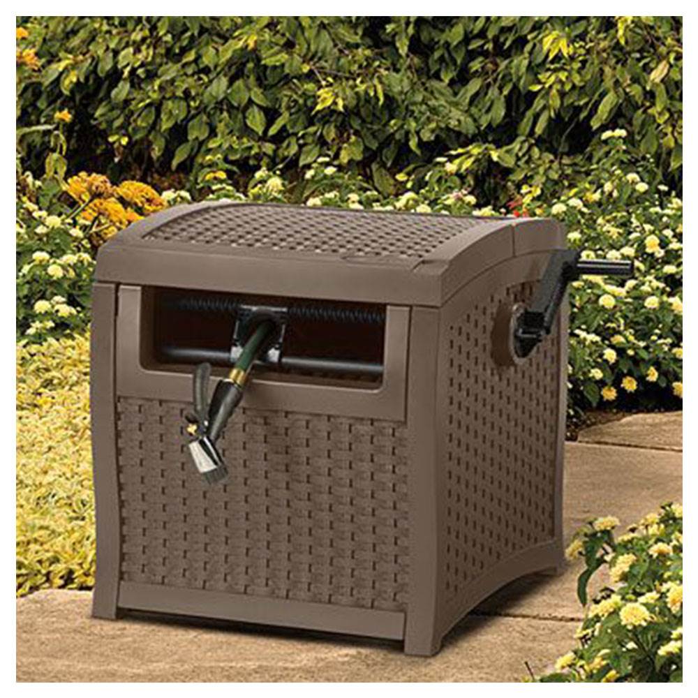 Suncast Foot Smart Track Outdoor Garden Hose Reel Hideaway Storage (2 Pack)