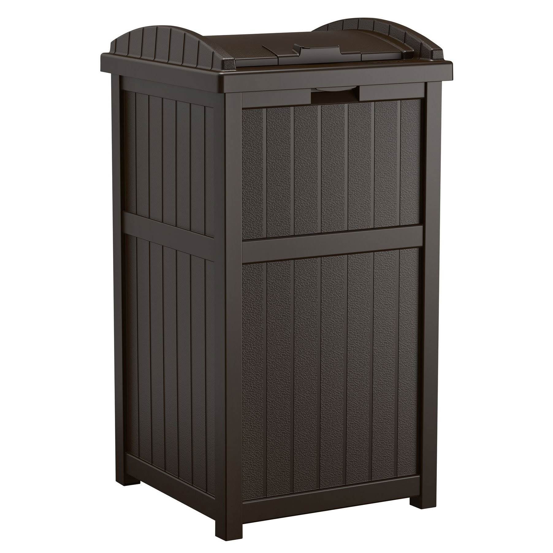 Suncast Trash Hideaway Outdoor 33 Gallon Garbage Waste Can Bin, Java (2 Pack) - VMInnovations