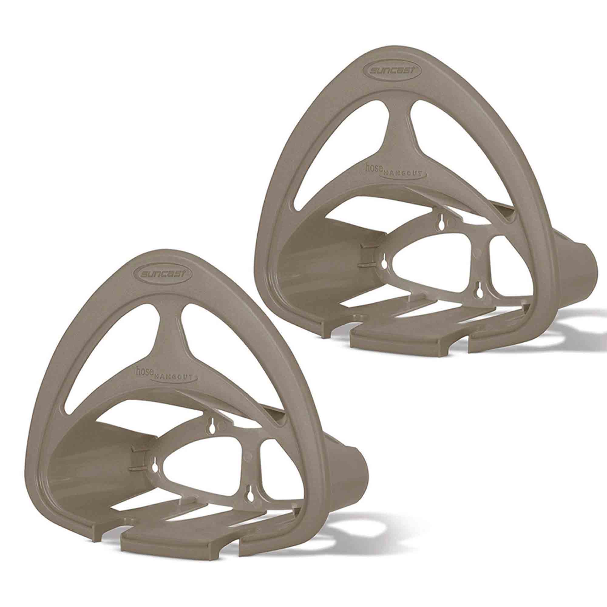 Suncast Hangout Outdoor Wall Mounted Garden Hose Holder w/ Shelf, Taupe (2 Pack) - VMInnovations