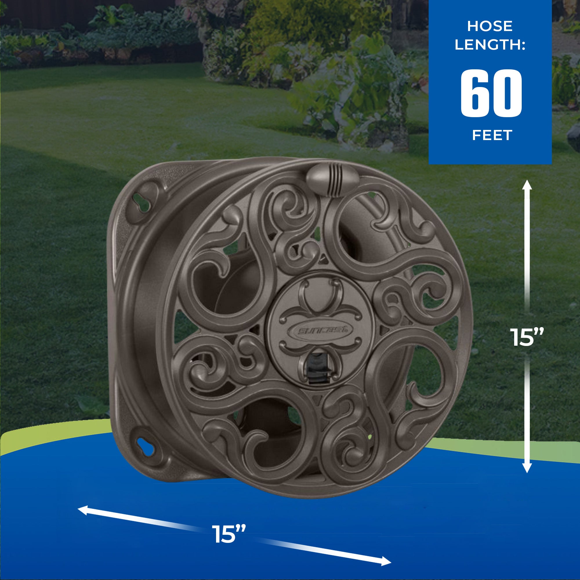 Suncast Sidewinder 60 Foot Side Scroll Decorative Wall Mount Hose Reel (2 Pack) - VMInnovations