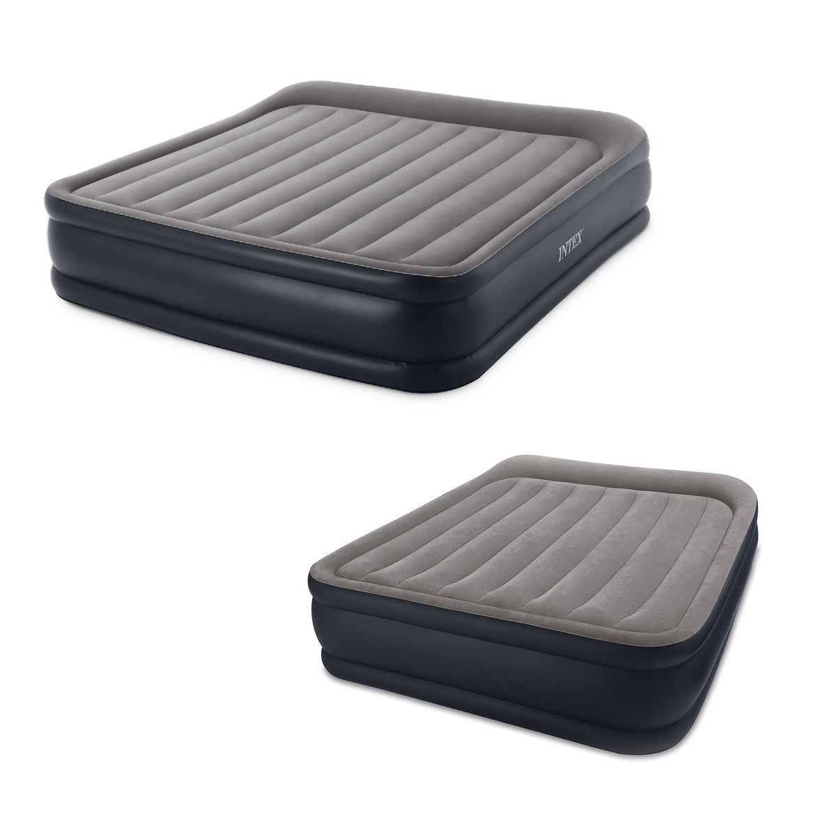 Intex King Deluxe Pillow Rest Inflatable Air Bed w/ Pump & Queen Air Bed