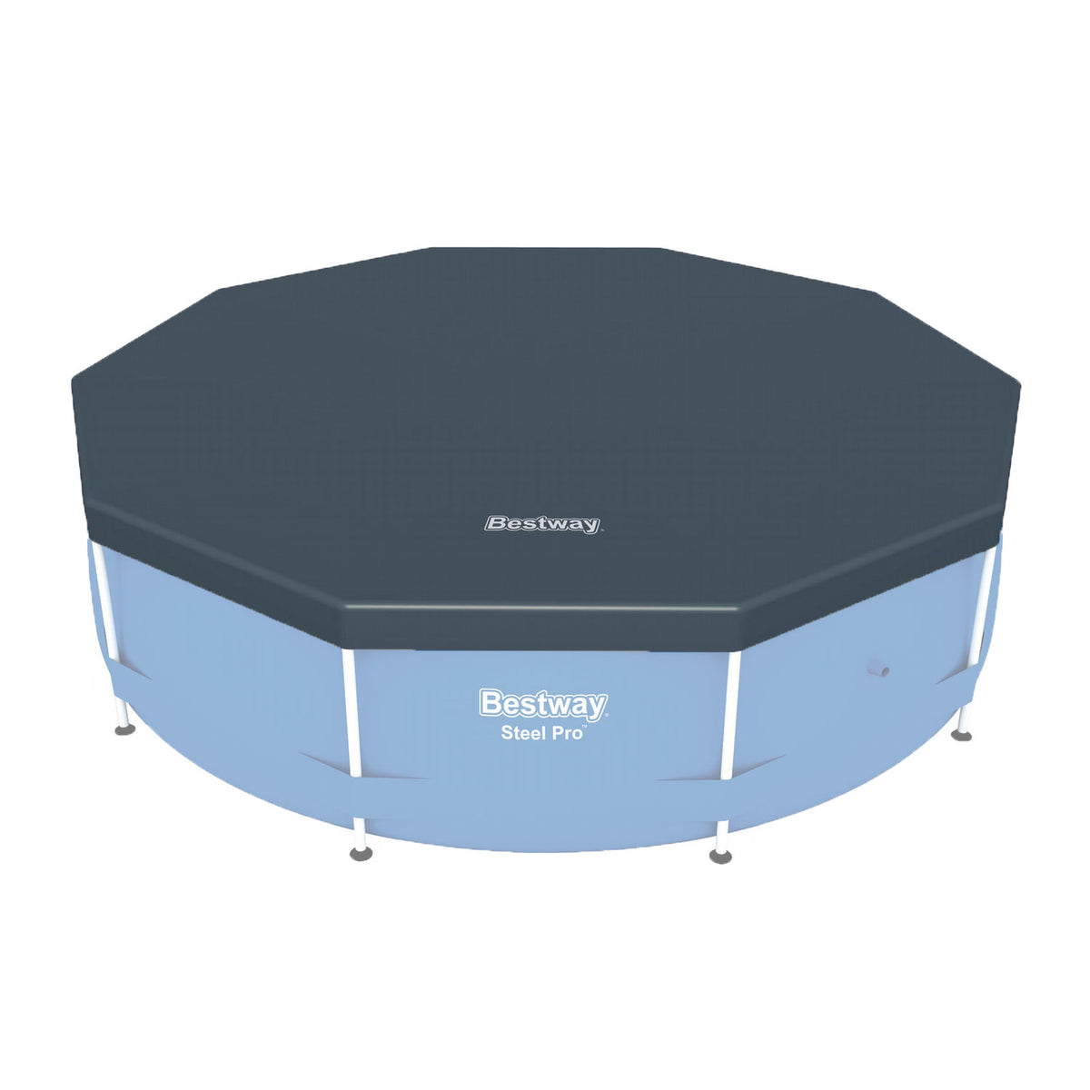 Bestway Round PVC 10 Foot Pool Cover for Above Ground Pro Frame Pools (2 Pack) - VMInnovations