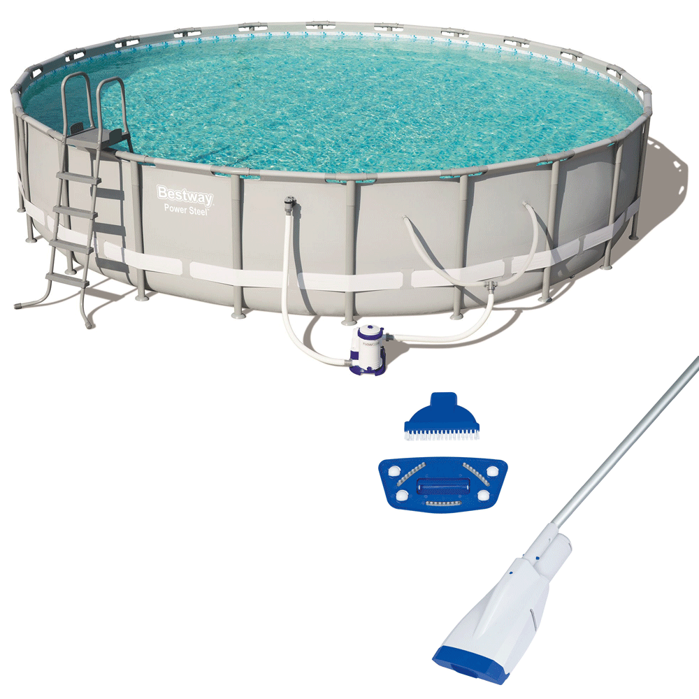 Bestway Power 22 x 4.3 Foot Swimming Pool w/ Pump & Filter & Bestway Pool Vacuum