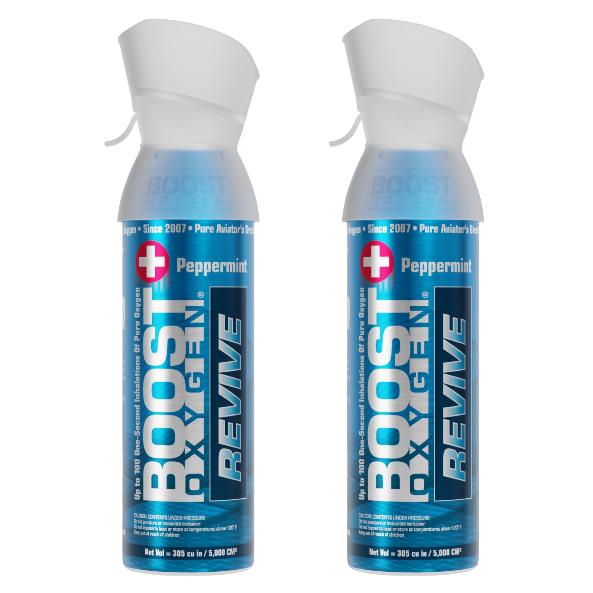 Boost Oxygen Natural Portable 5 Liter Pure Canned Oxygen Canister, Peppermint (2 Pack) - VMInnovations
