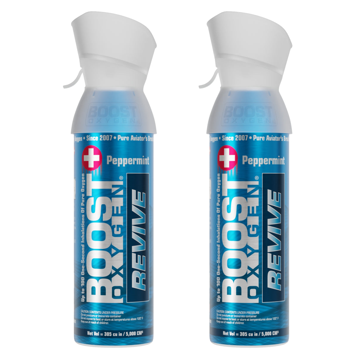 Boost Oxygen Natural Portable 5 Liter Pure Canned Oxygen Canister, Peppermint (2 Pack)