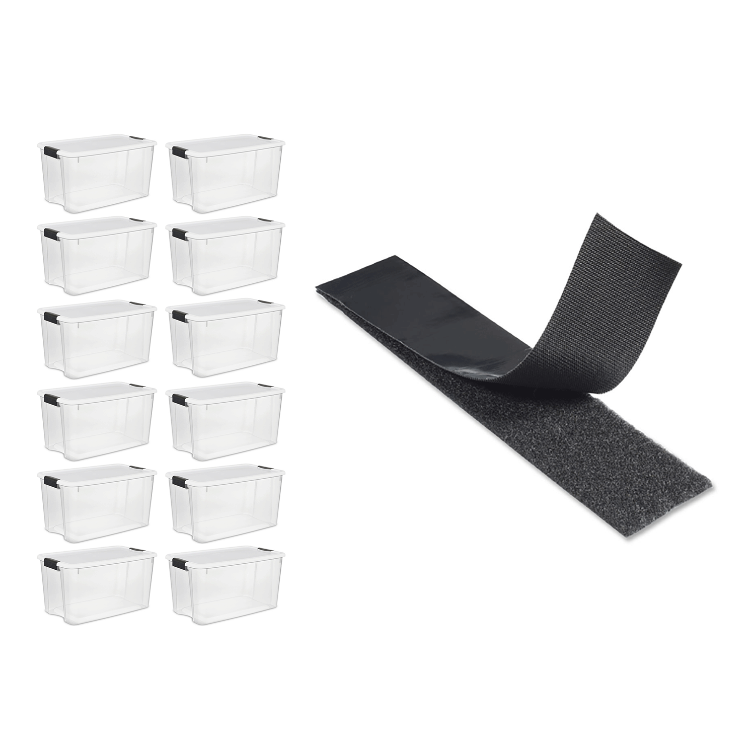 Sterilite 70 Qt Storage Box (12 Pk) Bundled with VELCRO® Brand 2 In x 15 Ft - VMInnovations