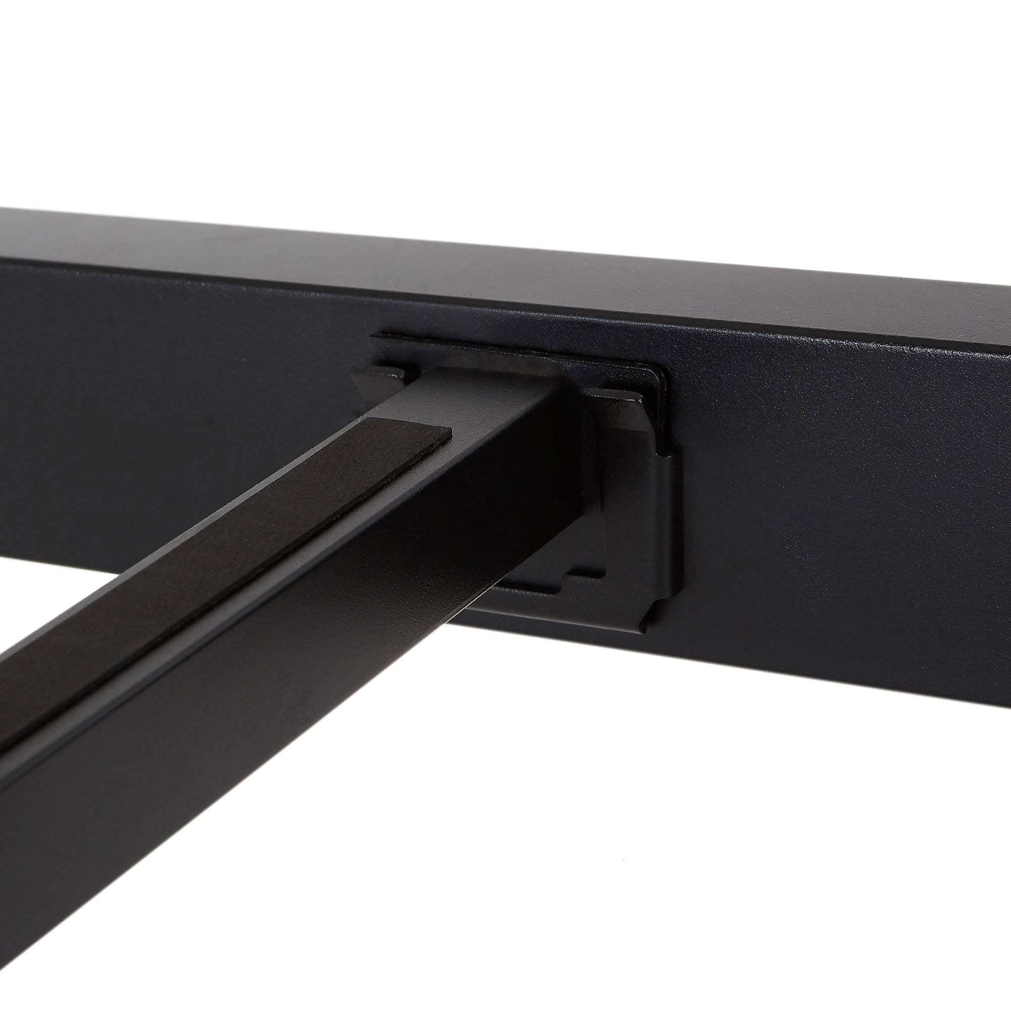 intelliBASE King Size Wooden Slat Black Metal Platform Bed Frame with Headboard