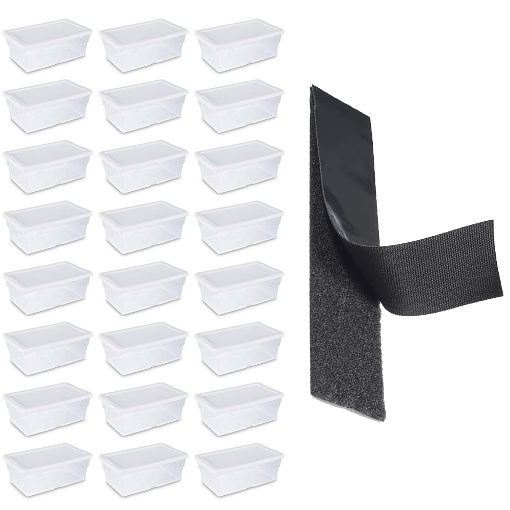 Sterilite 6-Quart Clear Storage Tote (24) Bundled with VELCRO® Brand Roll