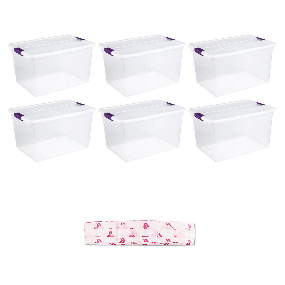 Sterilite 66 Qt Plastic Storage Container Tote (6 Pack) + Coin Fasteners