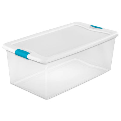 Sterilite 106 qt Storage Totes with Sticky Back Coin Fasteners