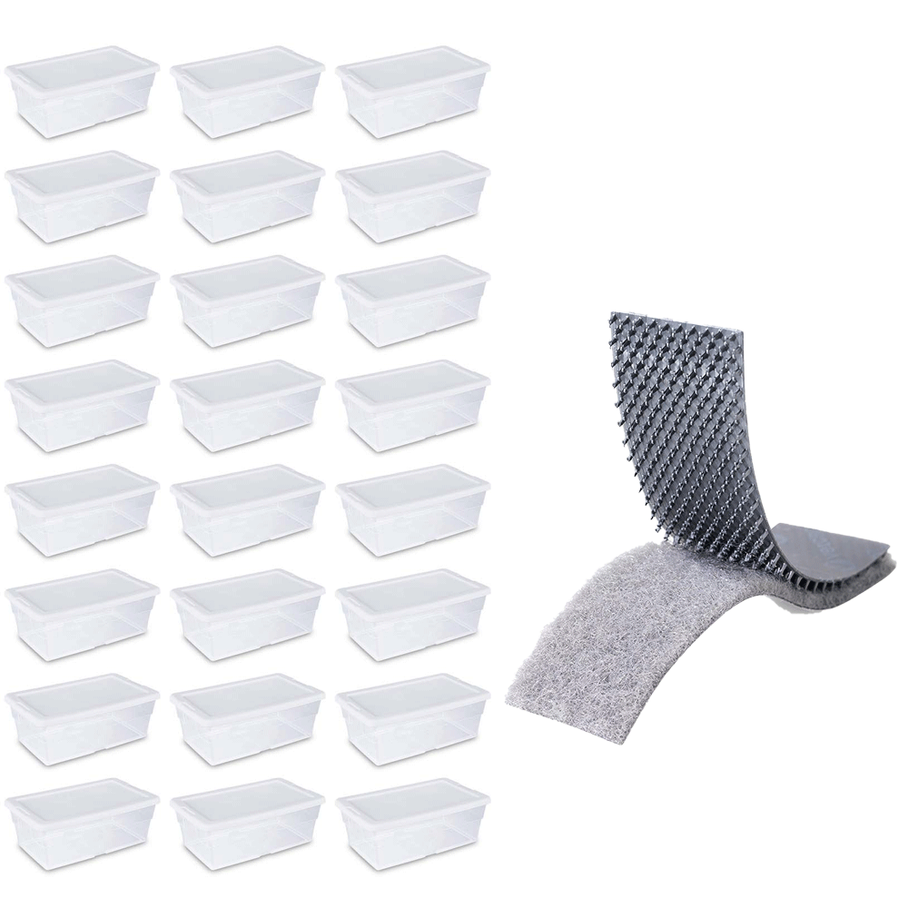 Sterilite 6 Qt Storage Tote (24 Pack) Bundled with VELCRO® Brand Extreme Outdoor