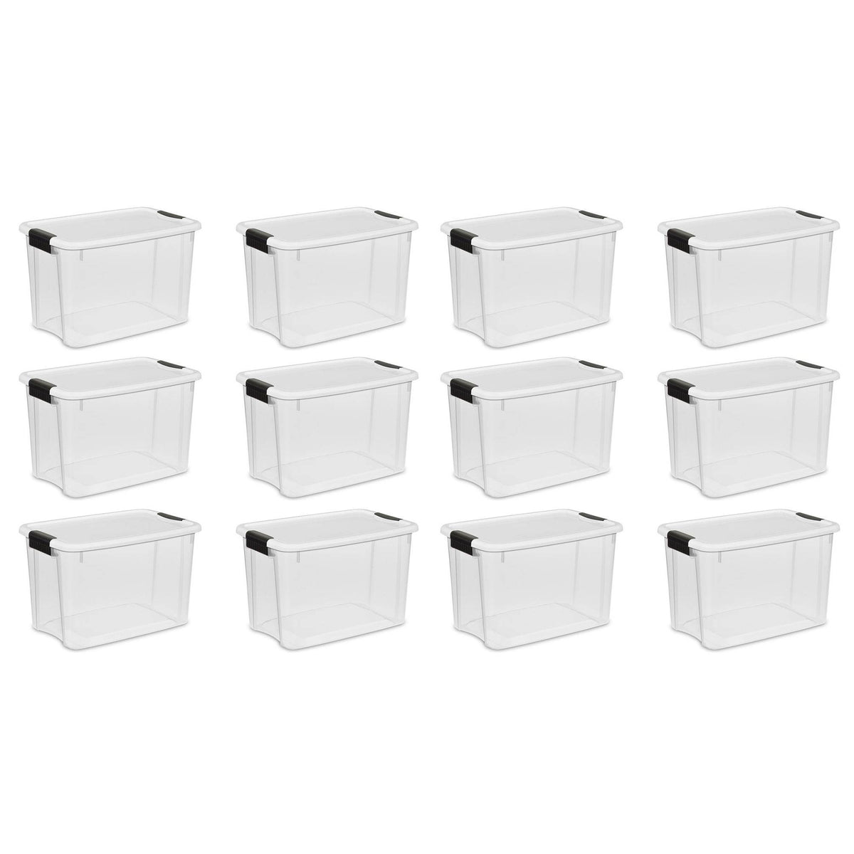 Sterilite 30 Quart Storage Box (12 Pack) Bundled with VELCRO® Brand Adhesive