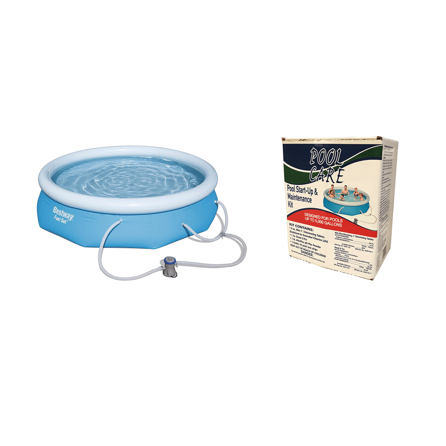 Bestway 10ft x 30in Above Ground Pool with Pump and Qualco Chemical Cleaning Kit