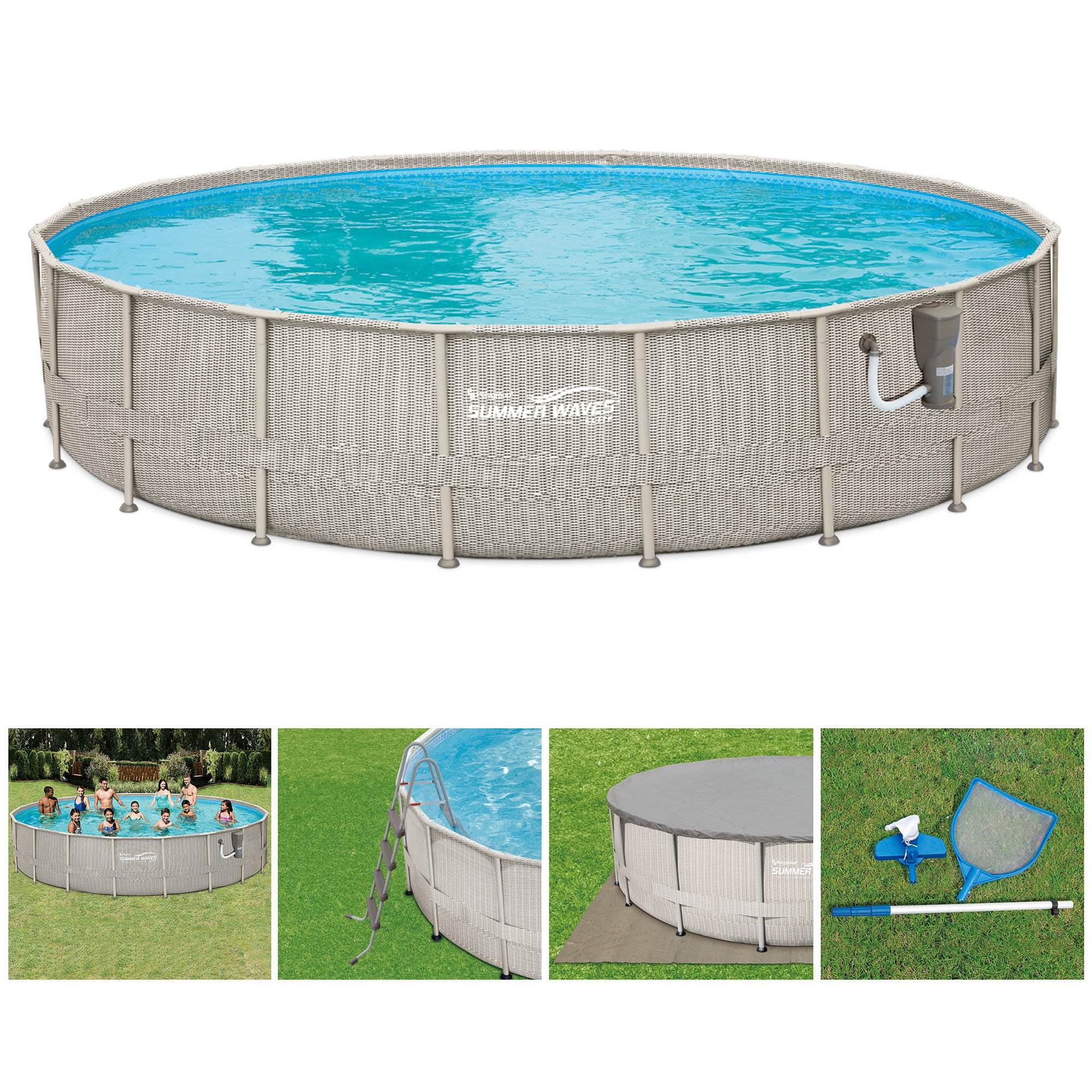 Summer Waves 20ft x 48in Above Ground Elite Frame Swimming Pool & Cleaner Kit