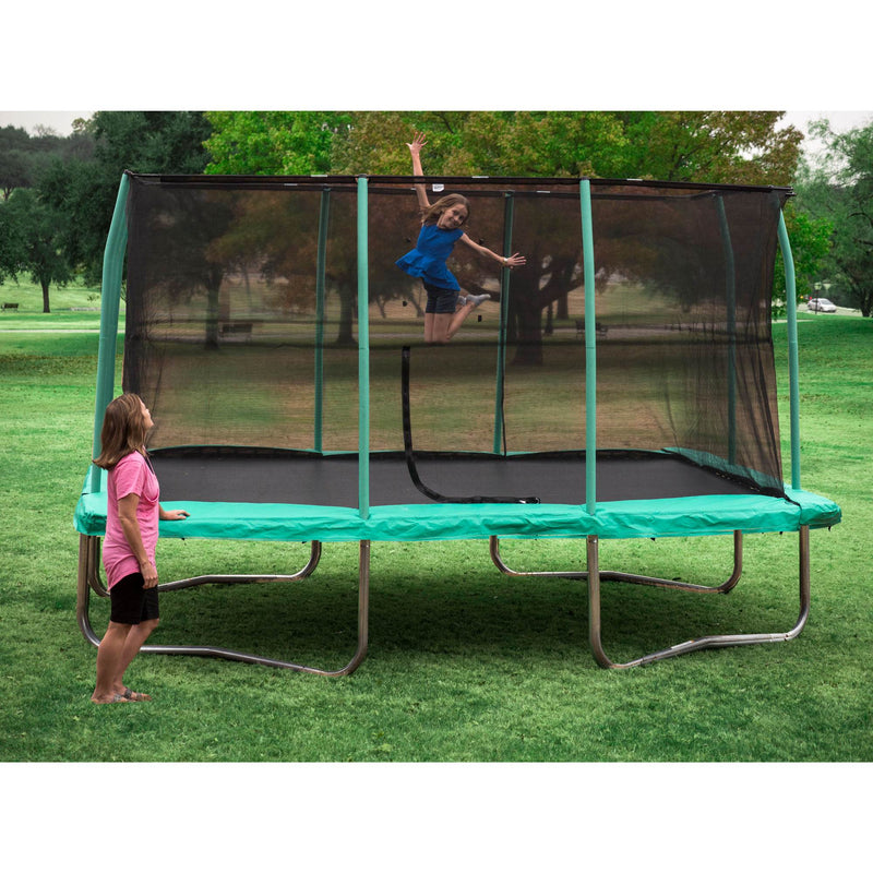 JumpKing 10x14 Foot Trampoline w/ Safety Net and Recreation Metal Anchor Kit