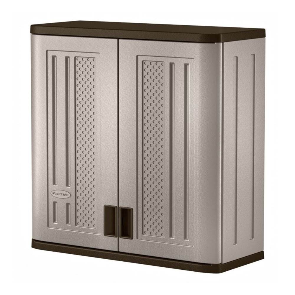 Suncast 4 Cubic Feet Resin Garage Wall Storage Cabinet, Platinum (Open Box) - VMInnovations