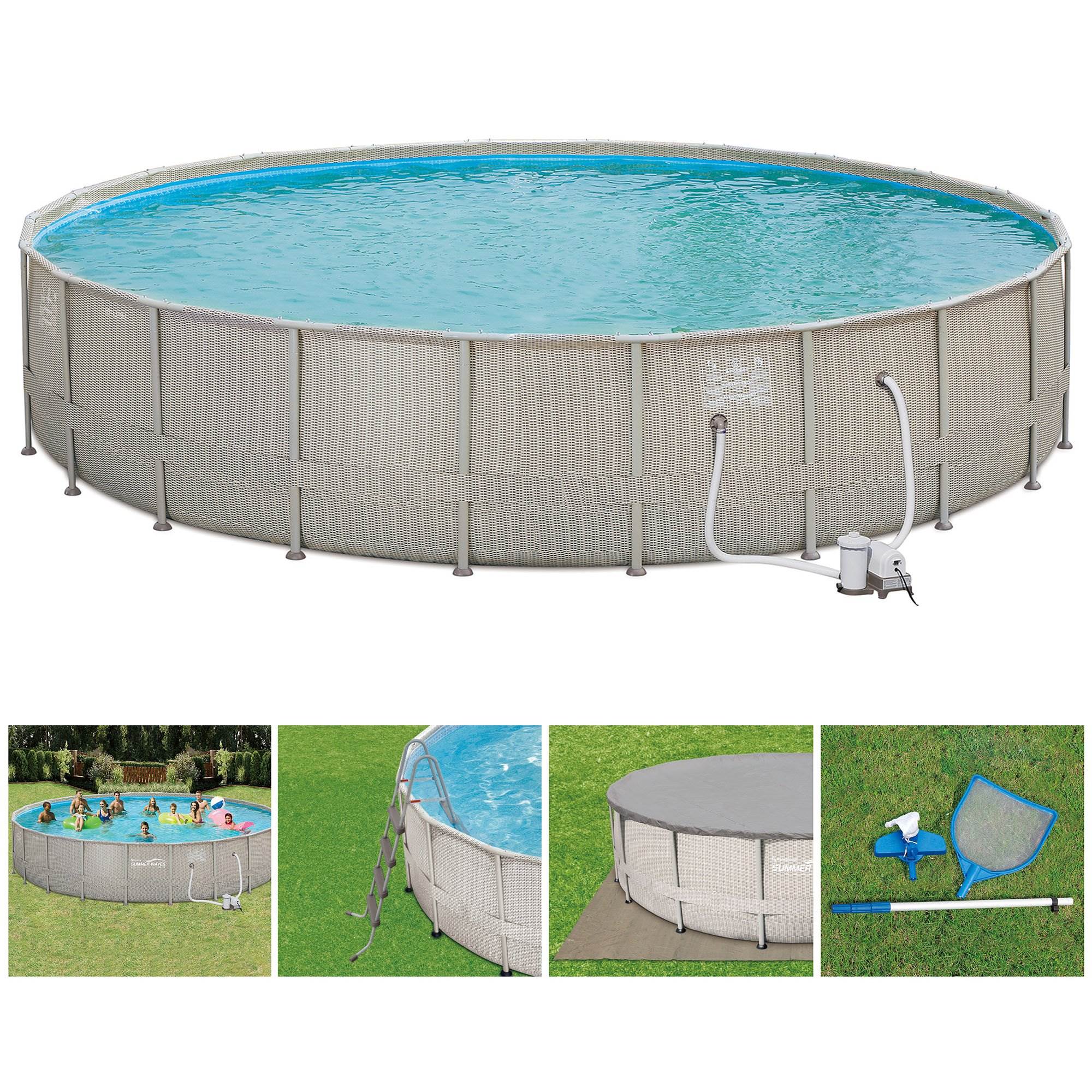 Summer Waves Elite Frame Swimming Pool + Qualco Pool Chemical Maintenance Kit