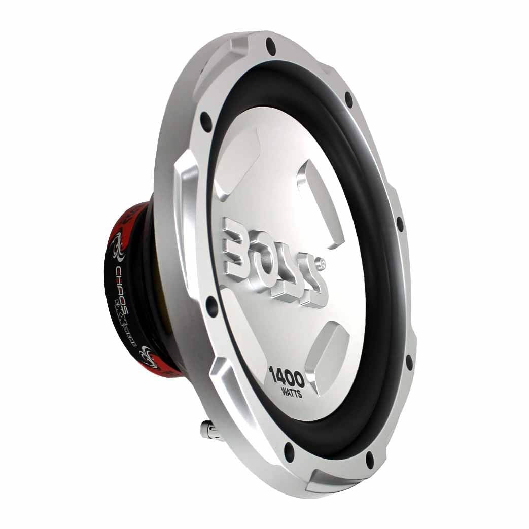 Boss Chaos 12" 1400W Subwoofer (2 Pack) + Amplifier + Sub Box Enclosures Pair